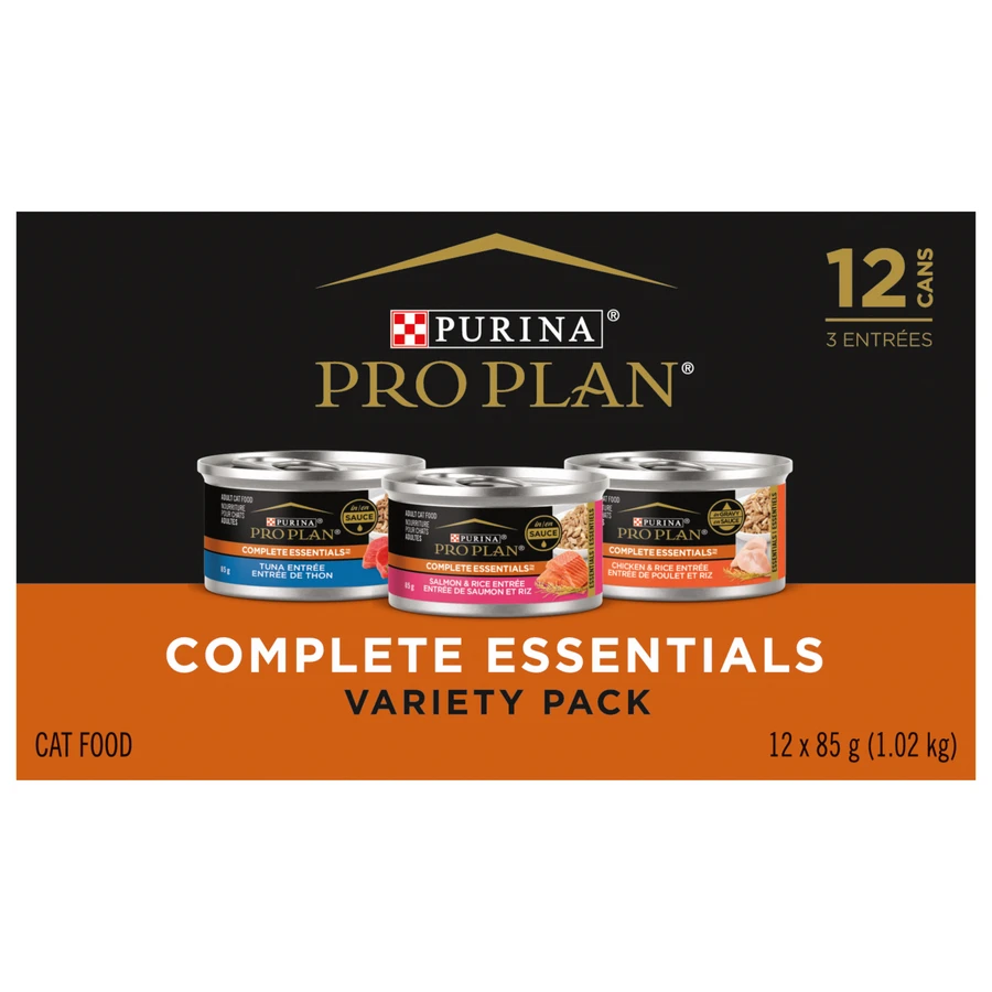 PURINA PRO PLAN Purina® Pro Plan® Complete Essentials™ Favourites Salmon & Rice Entrée, Chicken & Rice Entrée & Tuna Entrée Cat Food Variety Pack 12-85g Cans 4 PURINA PRO PLAN Purina® Pro Plan® Complete Essentials™ Favourites Salmon & Rice Entrée, Chicken & Rice Entrée & Tuna Entrée Cat Food Variety Pack 12-85g Cans - Image 2