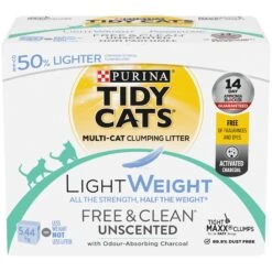 Tidy Cats LightWeight Free & Clean Unscented Clumping Cat Litter For Multiple Cat 5.44kg