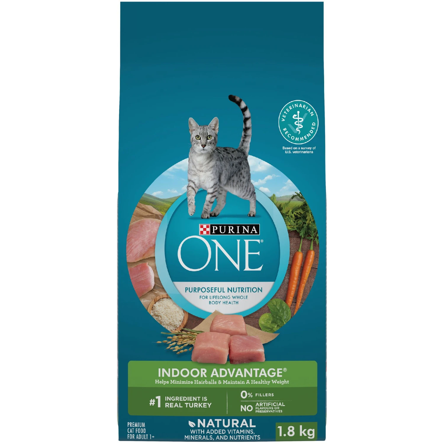 Purina ONE® SmartBlend™ Indoor Hairball And Weight Control Adult Cat Food 1.8kg 3 Purina ONE® SmartBlend™ Indoor Hairball And Weight Control Adult Cat Food 1.8kg