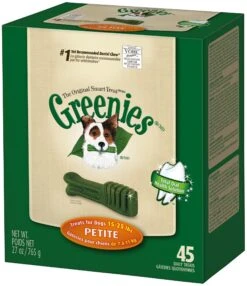 GREENIES® Original Canine Dental Chews - Petite Size - Treat TUB-PAK⢠Package (27 Oz.) - 45 Count