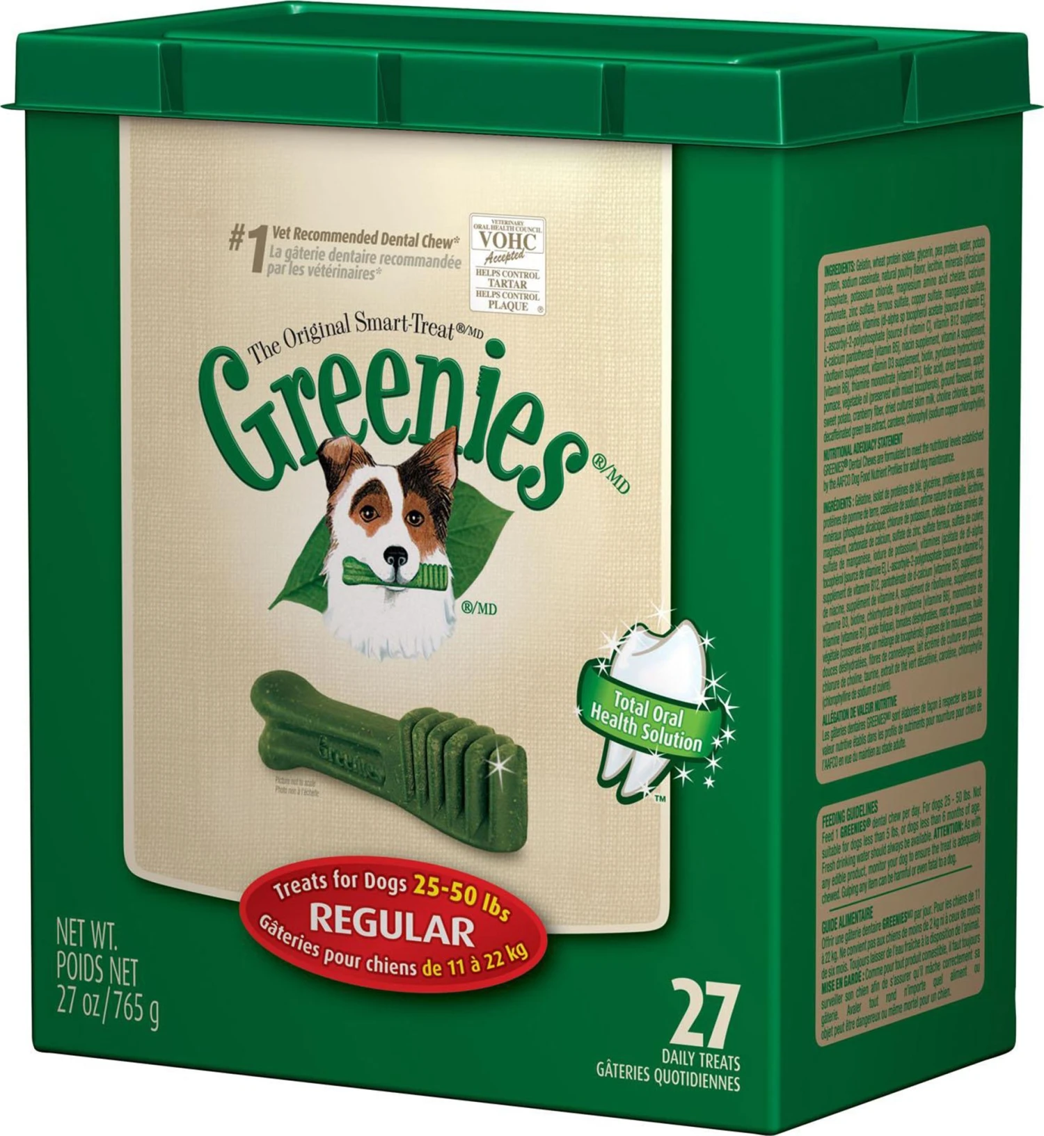 GREENIES® Original Canine Dental Chews - Regular Size - Treat TUB-PAK™ Package (27 Oz.) - 27 Count 3 GREENIES® Original Canine Dental Chews - Regular Size - Treat TUB-PAK™ Package (27 Oz.) - 27 Count