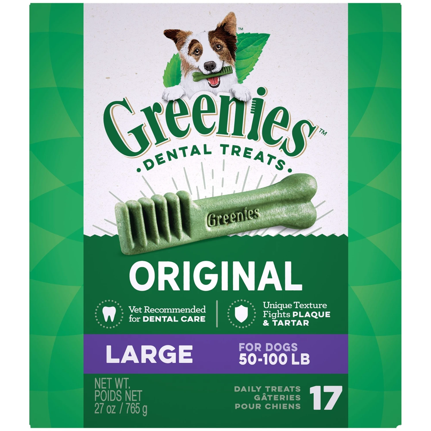 GREENIES® Original Canine Dental Chews - Large Size - Treat TUB-PAK™ Package (27 Oz.) - 17 Count 4 GREENIES® Original Canine Dental Chews - Large Size - Treat TUB-PAK™ Package (27 Oz.) - 17 Count - Image 2