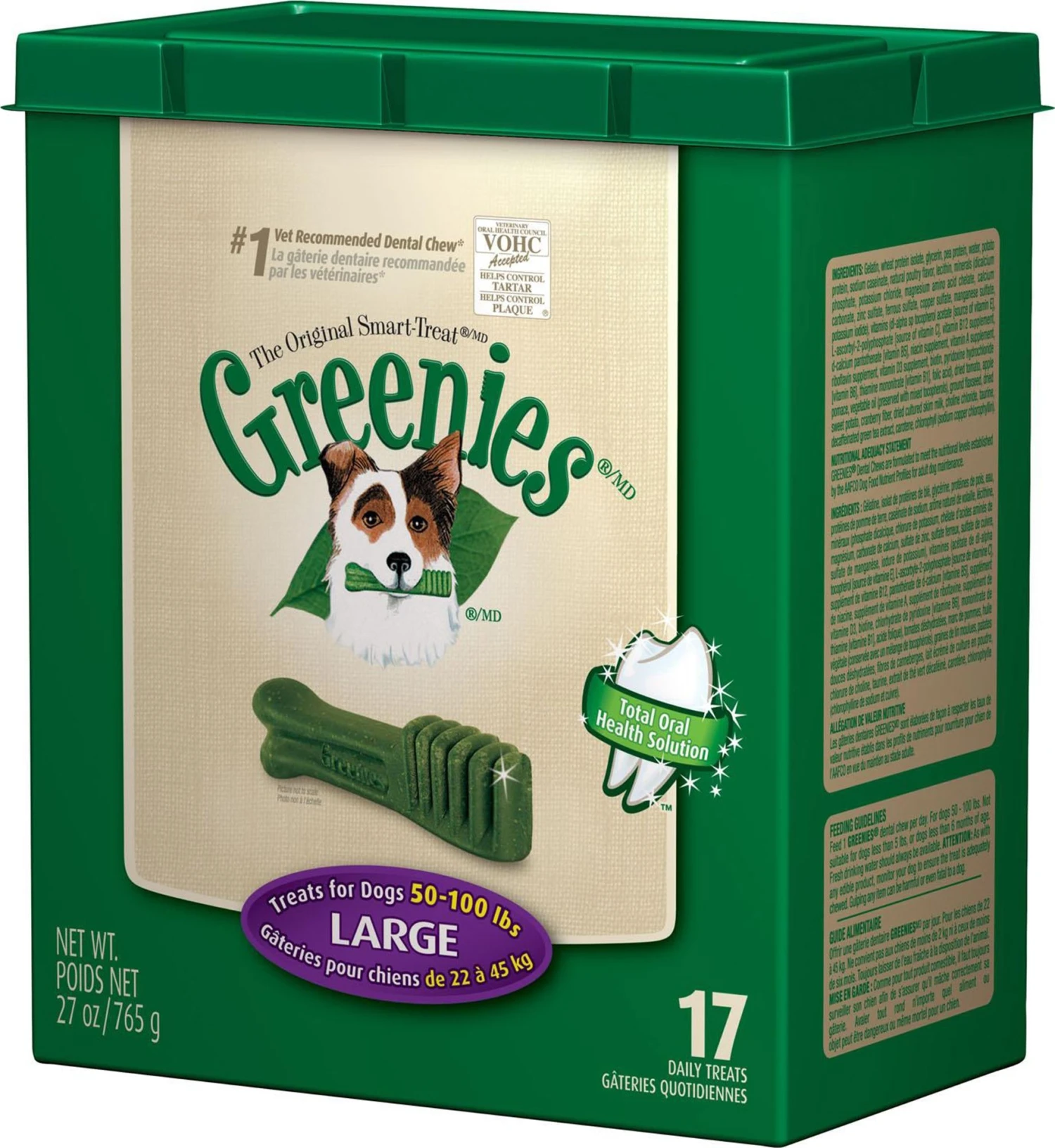 GREENIES® Original Canine Dental Chews - Large Size - Treat TUB-PAK™ Package (27 Oz.) - 17 Count 3 GREENIES® Original Canine Dental Chews - Large Size - Treat TUB-PAK™ Package (27 Oz.) - 17 Count